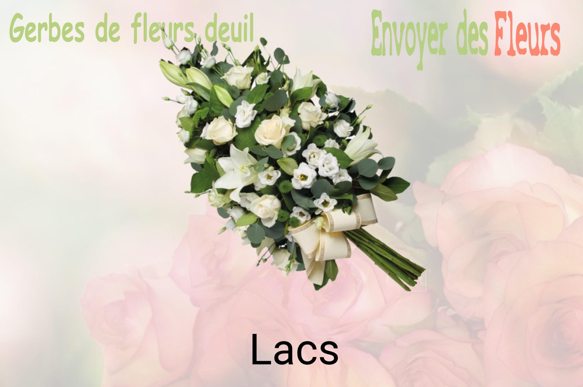 Gerbe de fleurs de deuil livrée à Lacs